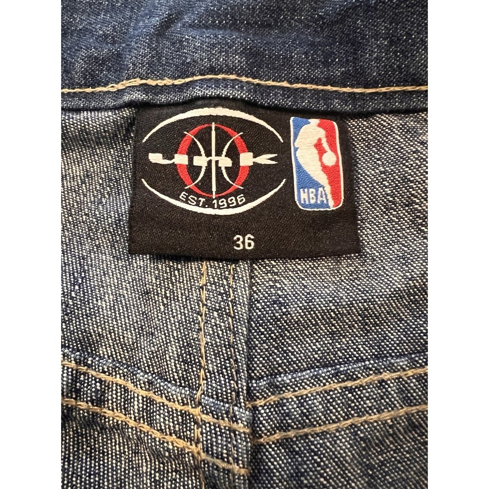 Unk NBA Blue Jean Shorts Vintage 90s Size 36 With 16 Team Patches - Picture 12 of 13